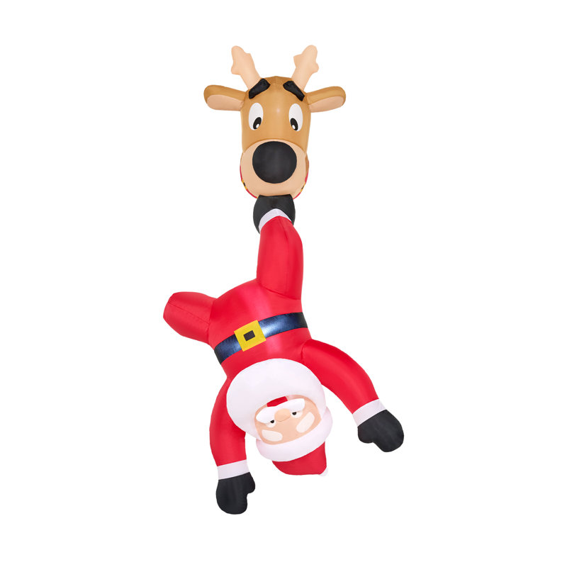 Père Noël gonflable de Noël haut de 6 pi avec renne brisé par la fenêtre