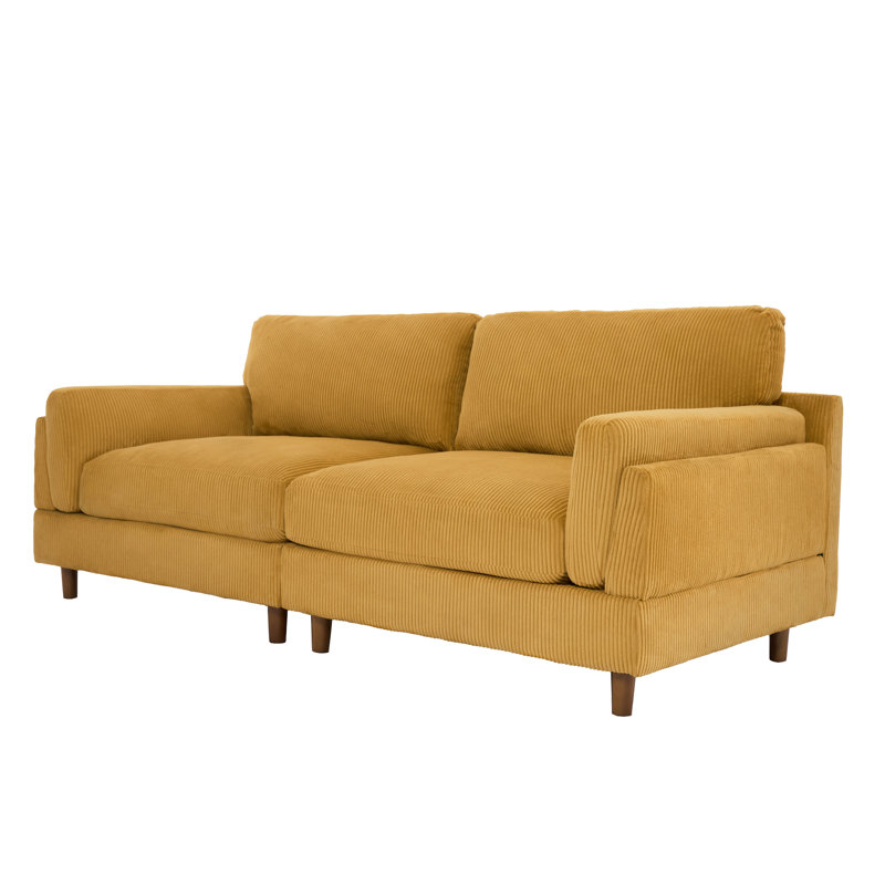 Vontavious 90.3'' Corduroy Sofa, Orange Corduroy