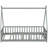 Twin Tent-Shaped Floor Bed,Teepee Bed With Guardrails,Slats,Grey