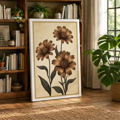 Three Daisy Studies Botanical - Wrapped Canvas