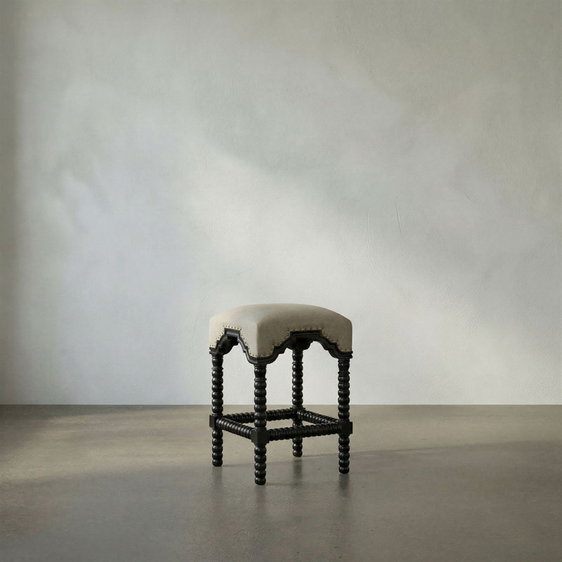 Abacus Upholstered Stool with Solid Wood Frame, Counter Stool (24" Seat Height)
