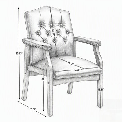 Fauteuil d'accueil élégant en cuir avec siège et accoudoirs rembourrés, dossier mi-haut ergonomique pour un confort optimal dans les bureaux et les salles d'attente.