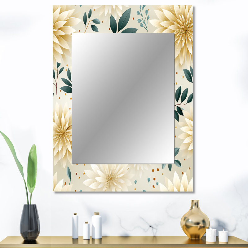 Motif bohème de fleurs d'œillets de Zalais - grand miroir floral, miroir mural décoratif, art imprimé, 40 po x 30 po
