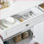 Buffet Buffet, blanc moderne avec 2 tiroirs Tablettes réglables | Cadre en panneau de fibres à densité moyenne | Café prêt