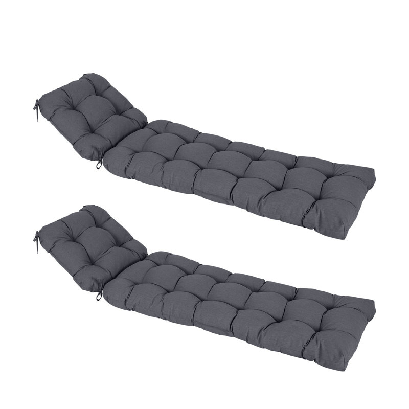 Coussin de chaise longue d'extérieur touffeté en polyester, Gris