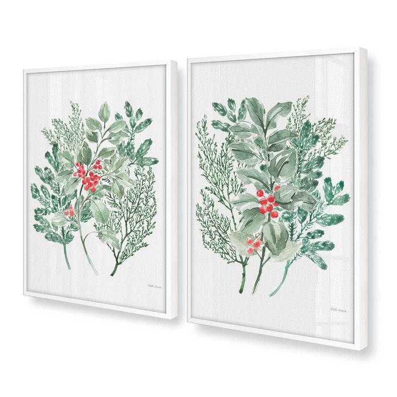 Ensemble de 2 estampes Silent Pines, 16 po x 12 po, Blanc opaque