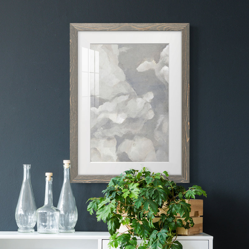 " Scattered Sky I " Painting Print, 20" H x 17" W x 1" D, Light Grey