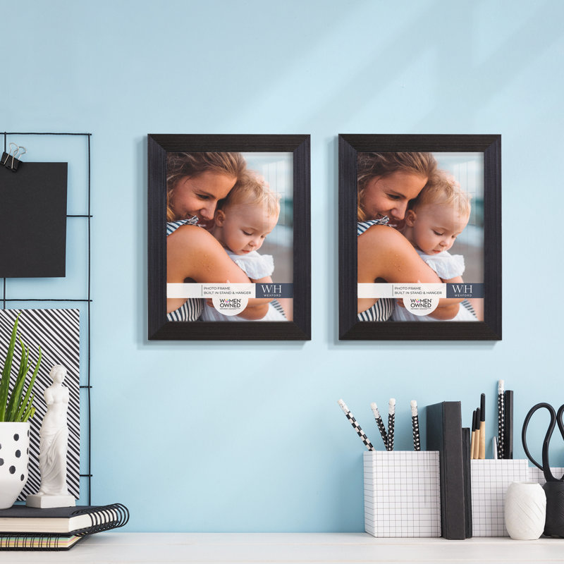 Ensemble de 2 cadres à photo simples en bois 3 po x 5 po noirs, Ébène, 6 po x 8 po