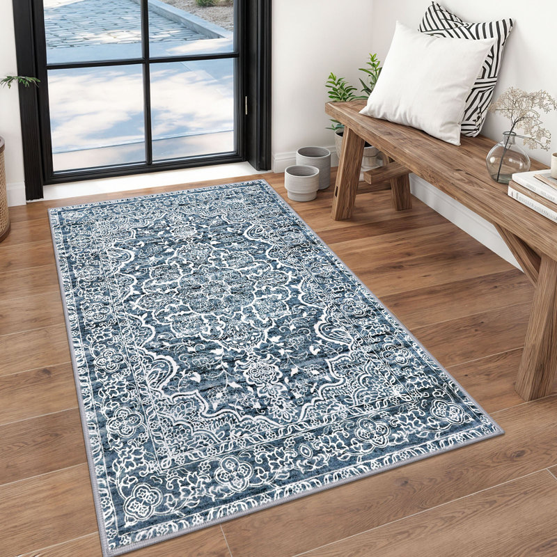  Tapis lavables à la machine avec envers en caoutchouc pour le salon, Rectangulaire 3 pi x 5 pi