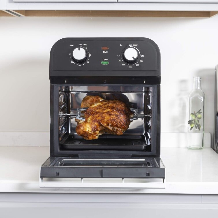 MegaChef Multipurpose Countertop Halogen Oven Air Fryer-Rotisserie-Roaster in Black