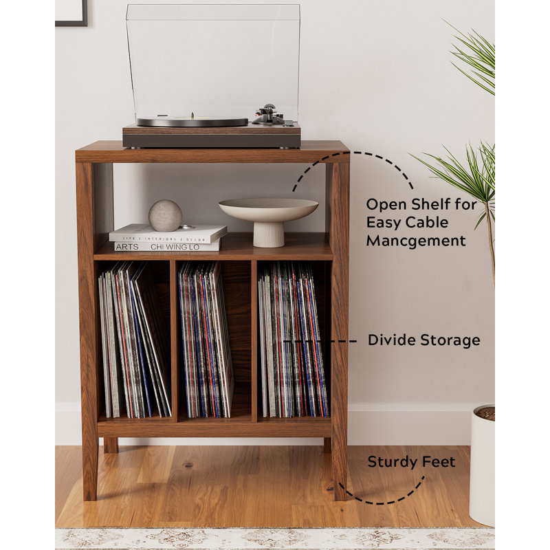Support de tourne-disque en bois Farmhouse pour chambre à coucher et salon, Brun