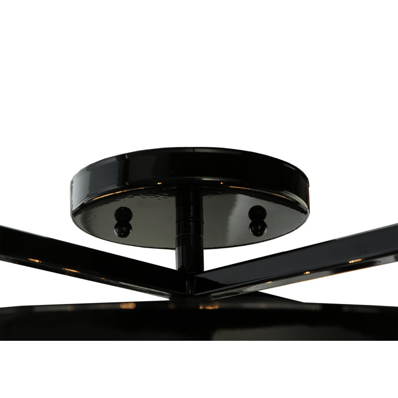 22" Black Crystal Semi Flush Mount Light Fixture