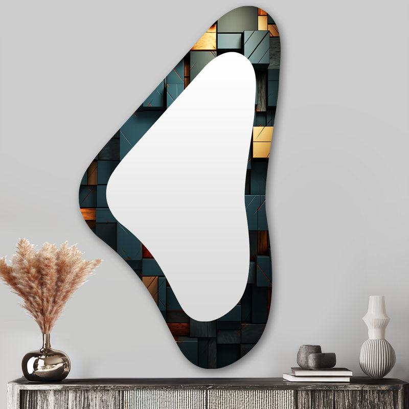 Miroir mural moderne unique vert et doré