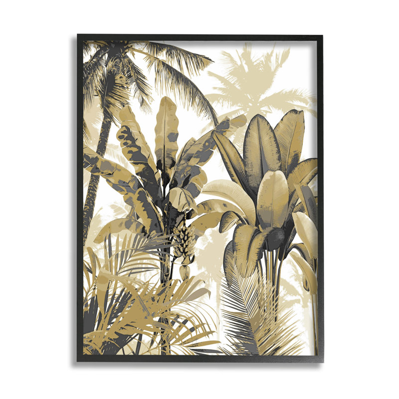 Art tropical, estampe numérique de palmiers superposés par Kristen Drew, Giclée encadrée noir minuit