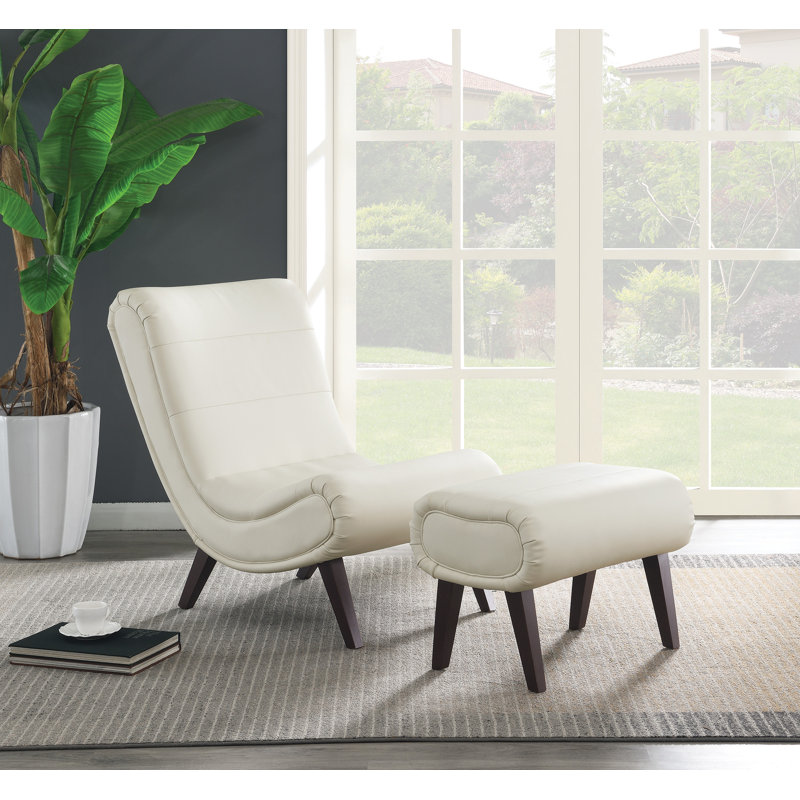 Chaise longue avec repose-pieds Lavli, Blanc