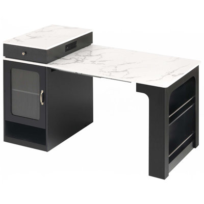 59.5" Kitchen Island With Extendable Dining Table