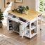 Îlot de cuisine K&K de 119 cm avec table à manger extensible, table de cuisine en placage de bois d'hévéa avec tablette de rangement interne, prise électrique, îlot de cuisine avec rangement 2 tiroirs et 2 placards.-1199999064
