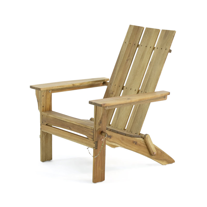 Chaise Adirondack pliante en bois d'acacia naturel - Chaise longue d'extérieur avec dossier ergonomique