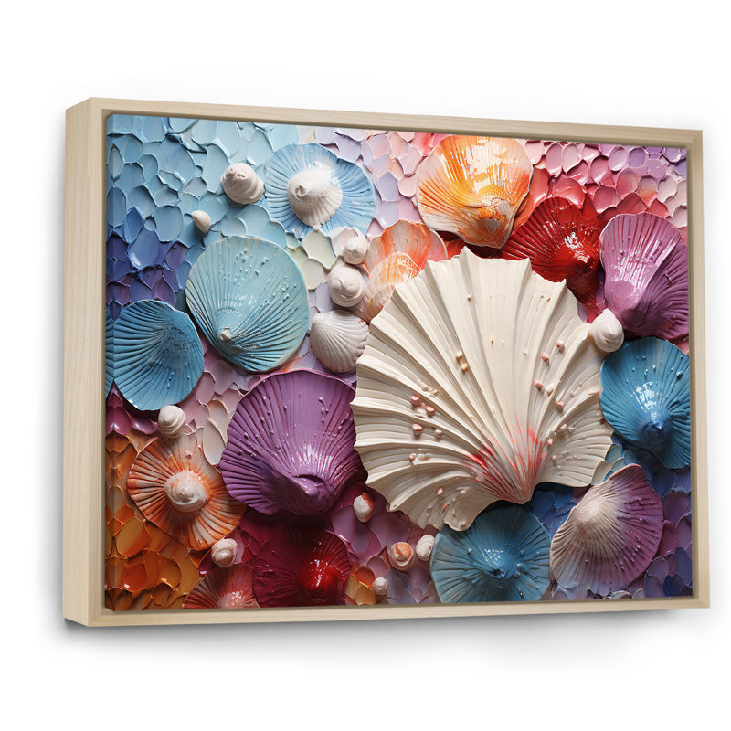 Coquillage côtier tranquillité sur toile, Cadre naturel flottant, H 12 po x l 20 po x P 1 po