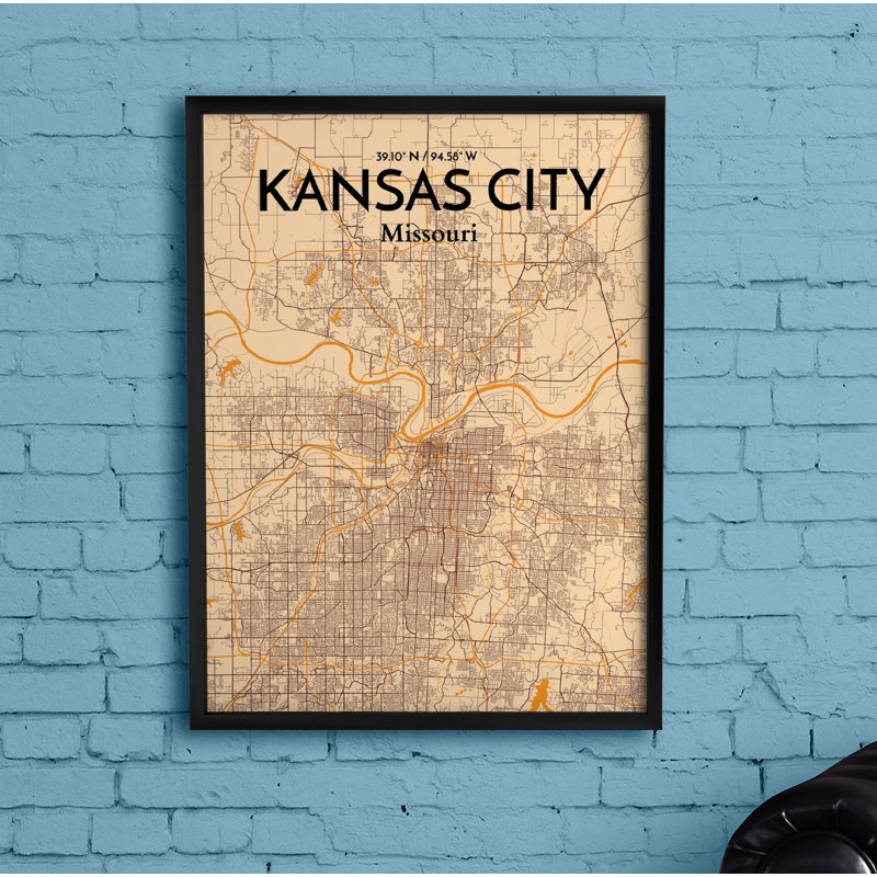 Kansas City Map - No Frame Print, 43.2cm H x 27.9cm W x 0.1cm D