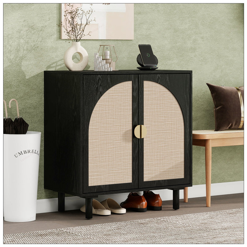Armoire polyvalente à 2 portes pour plusieurs pièces avec caractéristiques avancées et rotin résistant à l'humidité