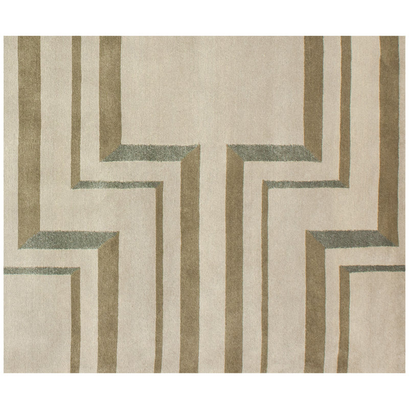 Geometric Area Rug in Beige/Brown, Rectangle 9' x 12'