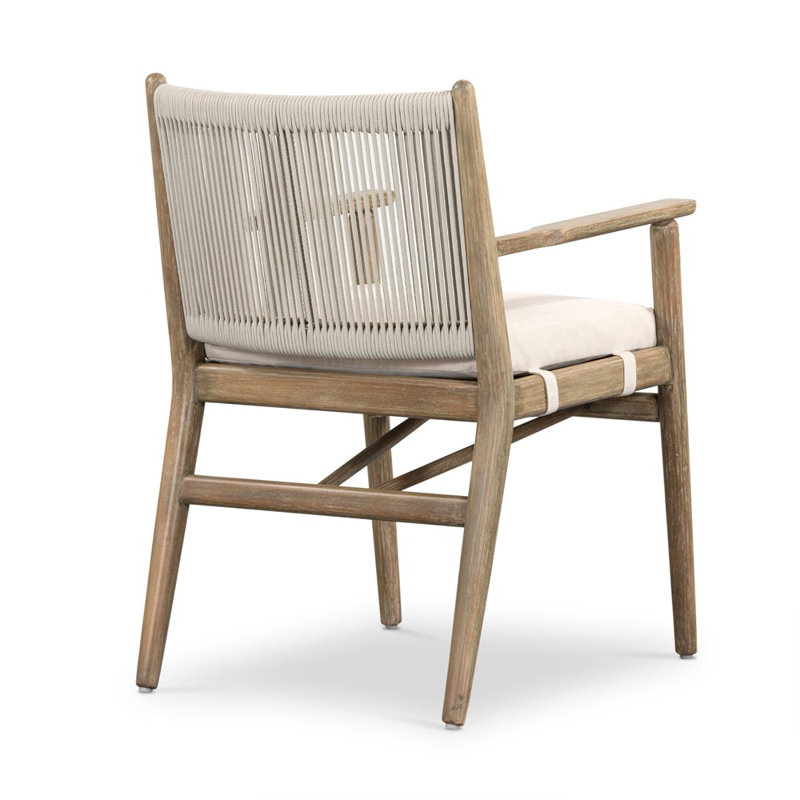 Rosen Outdoor Dining Armchair, Natural Frame/Lakin Oat Cushion