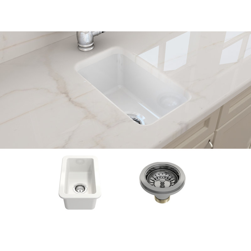 12'' L Kitchen Sink, White