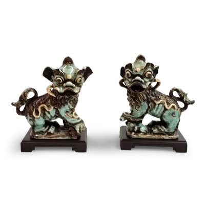 2 Piece Chinese Dog Figurine Set