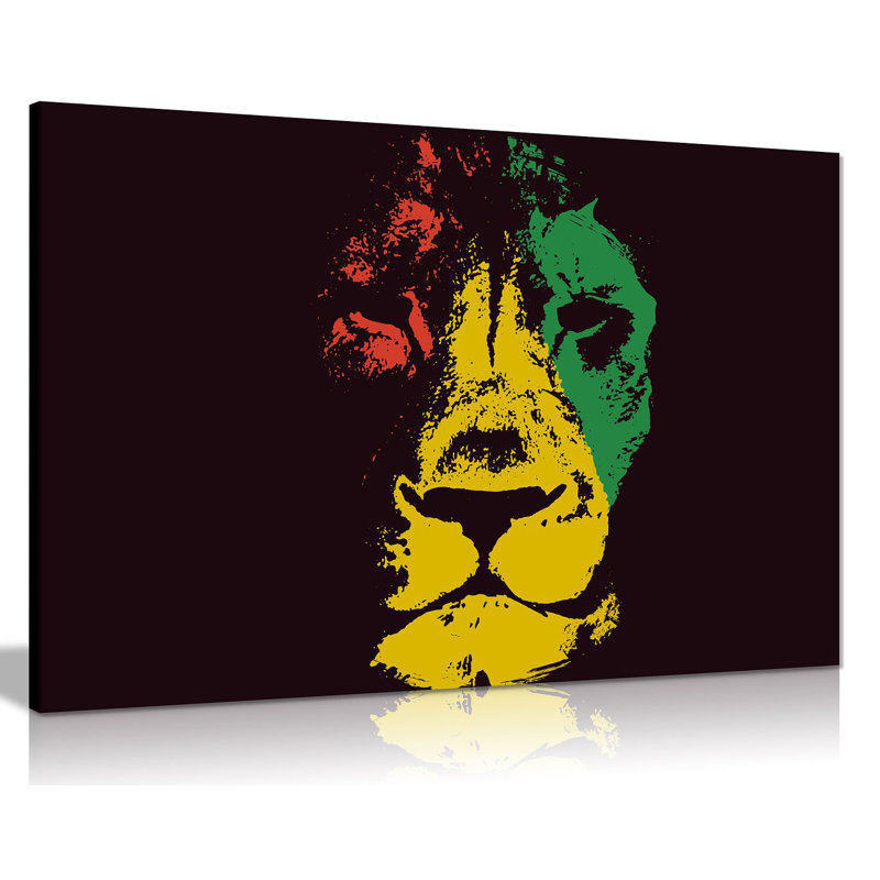 Jamaican Rasta Lion - Wrapped Canvas Print, 20cm H x 31cm W