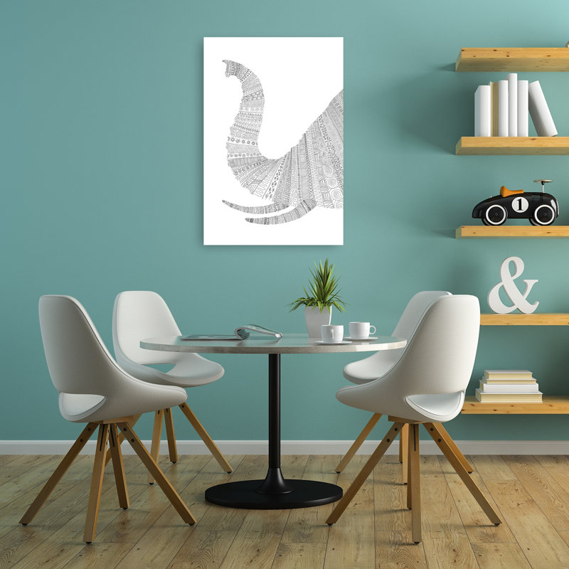 Zentangle Elephant Trunk Abstract Geometric Contemporary Elephant Animal Wall Art Print, 91.44cm H x 60.96cm W