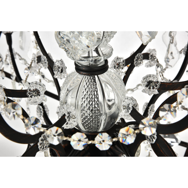 Svante 6 - Light Candle Style Globe Chandelier with Crystal Accents, Dark Bronze, Crystal (Clear)