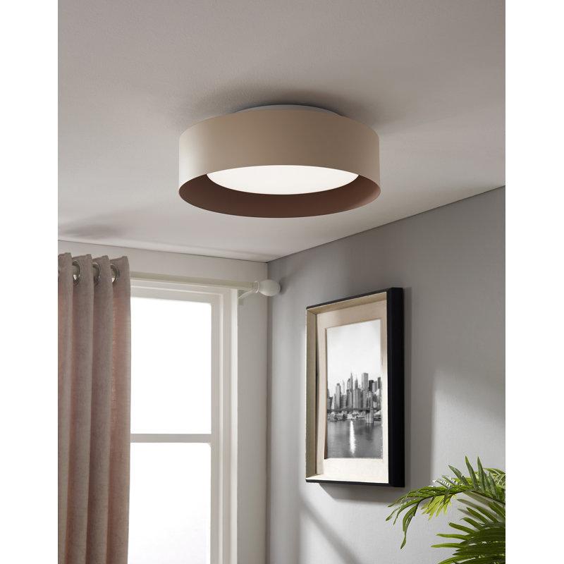 Carruthers 15.75" W Integrated LED Metal Drum Flush Mount, Sand/Tan