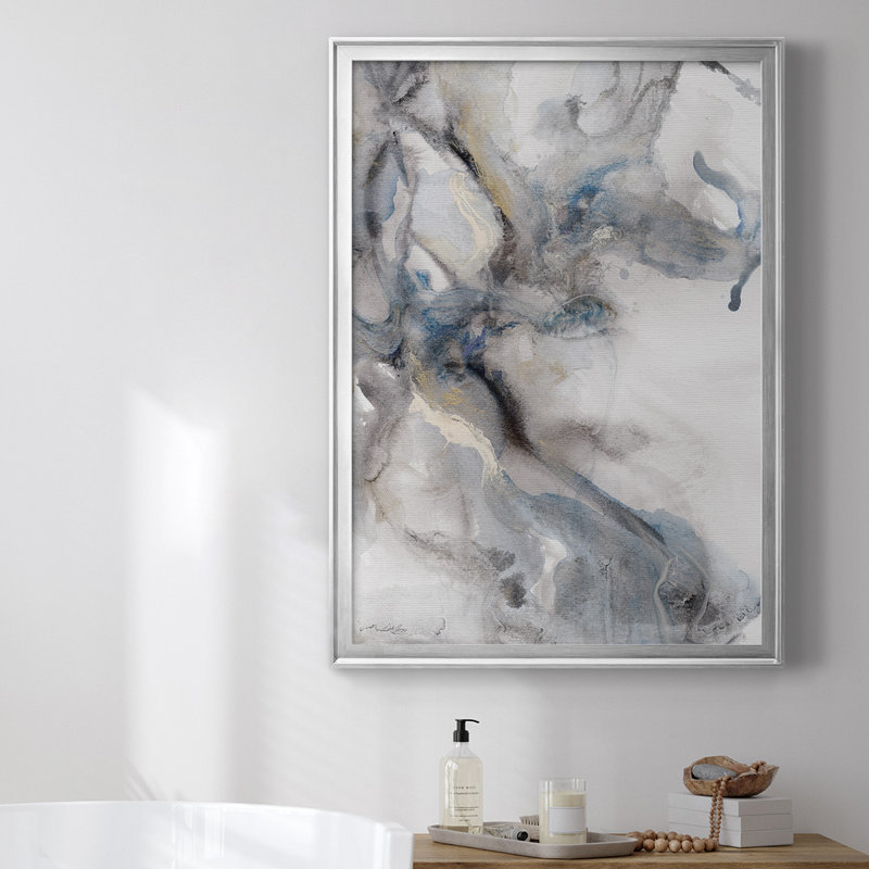 Marble Trance, toile encadrée de qualité supérieure - prête à être accrochée, H 36,5 po x l 26,5 po x P 1 po, Cadre argenté
