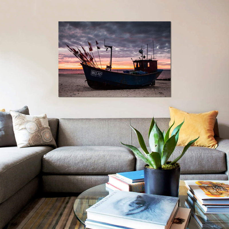 « pologne, mer baltique, bateau de pêche » par mikolaj gospodarek, impression sur toile tendue, H 12 po x l 18 po x P 1,5 po