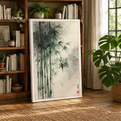 Bamboo in Mist Japandi - Wrapped Canvas