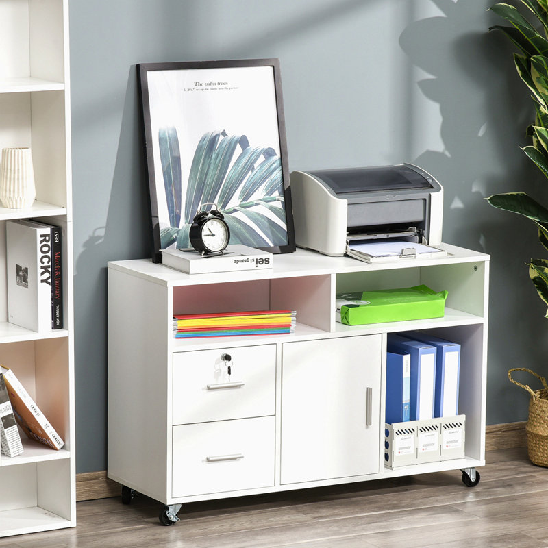 Bureau d'imprimante avec bureau à roulettes, roulettes verrouillables
