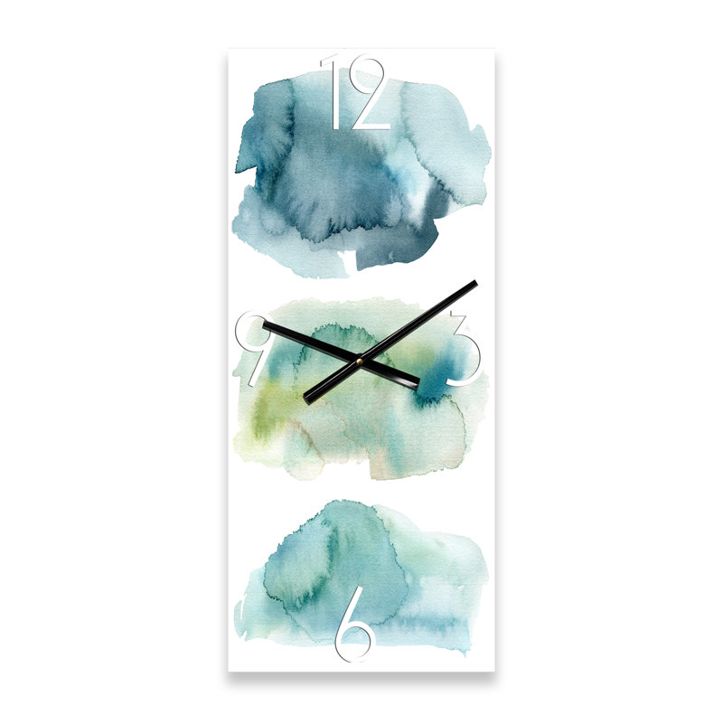 Blue and Green Clouds I - Horloge murale moderne, Petit