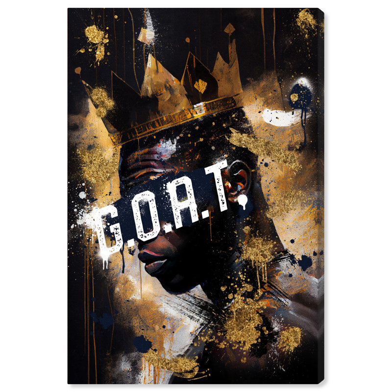 G.O.A.T. Black and Gold Canvas Boxing Poster Art, 24" x 16"