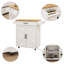 Kitchen Island Rolling Trolley Cart With Adjustable Shelves & Towel Rack & Seasoning Rack Rubber Wood Table Top-White