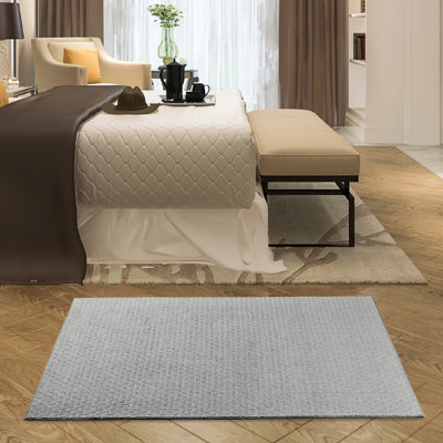 Ensemble de tapis géométriques touffetés en polyester à motif géométrique gris