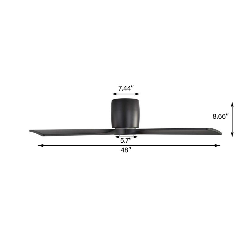  48 In Solid Wood Blades Dc Flush Mount Ceiling Fan With Remote, White, White, 48" Wide