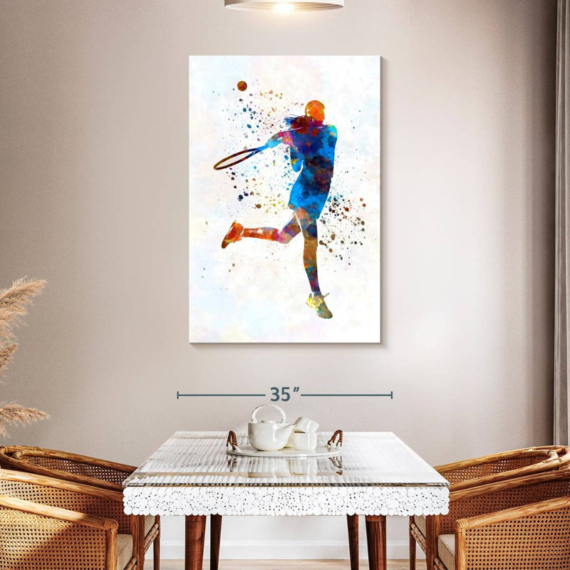 Sirci, joueuse de tennis à l'aquarelle I, H 48 po x l 32 po
