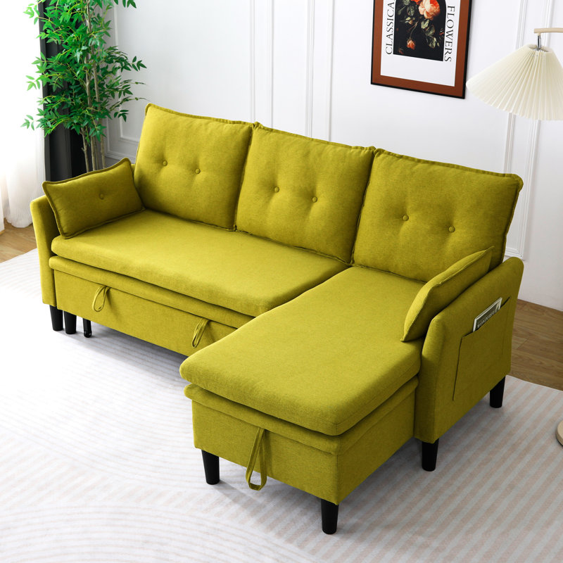 Méridienne en coton réversible, respirante et spacieuse avec rangement en coton pour les espaces de détente des appartements de bureau avec compartiment en tissu, idéal pour les petits espaces