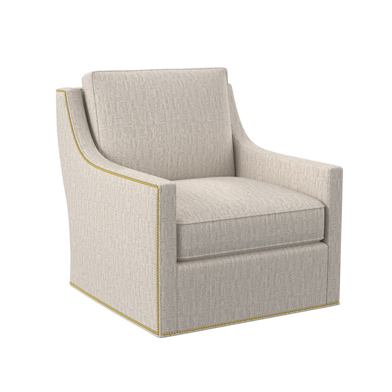 Sonoma Upholstered Swivel Armchair, Polished Brass Small, White Caps Fog Viscose