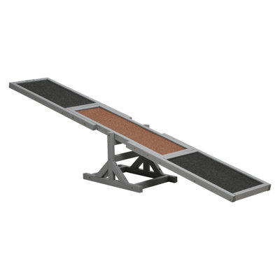PawHut Wooden Dog Agility Seesaw for Training and Exercise, Weather Resistant Pet Supplies, 71" L x 12" W x 12" H, Gray