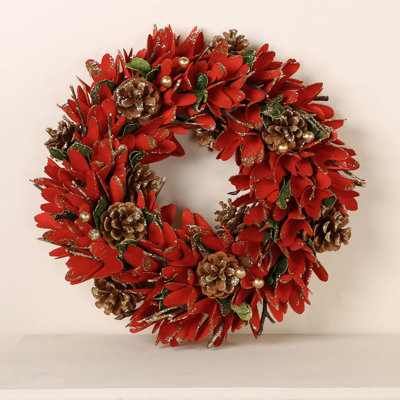 Handcrafted Faux Pinecones 36cm Wreath