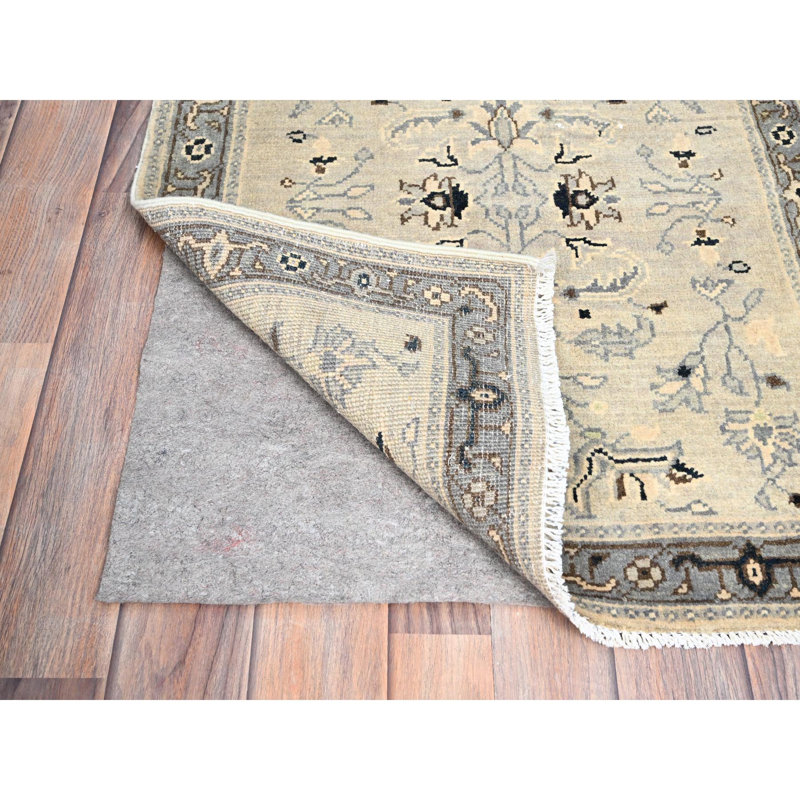 2'3"x3' Toque White Seeripe Heris Design Pure Wool Hand Knotted Mat Rug 1FF6F1A237A941CBB00A4996FDFC79ED