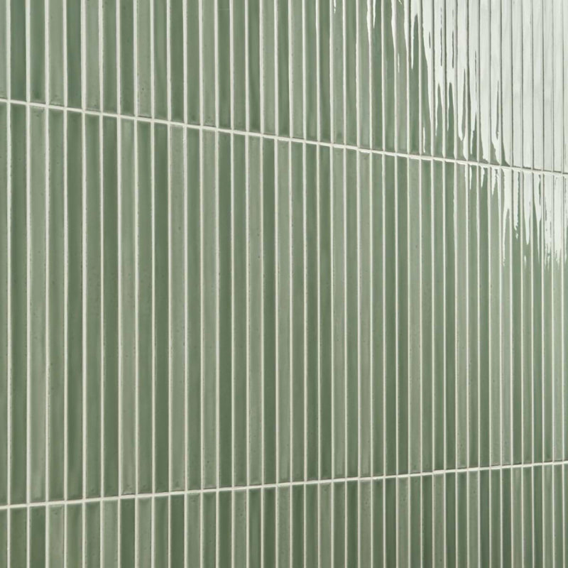 Kanbina 5x18 Brick Glossy Ceramic Mosaic Tile, Apple Green