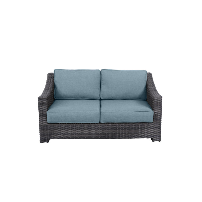 Donley 62'' Wide Wicker Loveseat with Cushions, Spa
